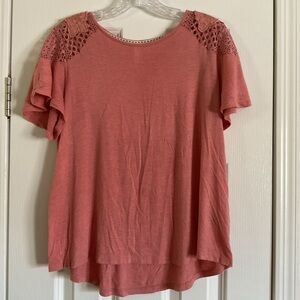 Xhilaration Coral Lace Accent Blouse